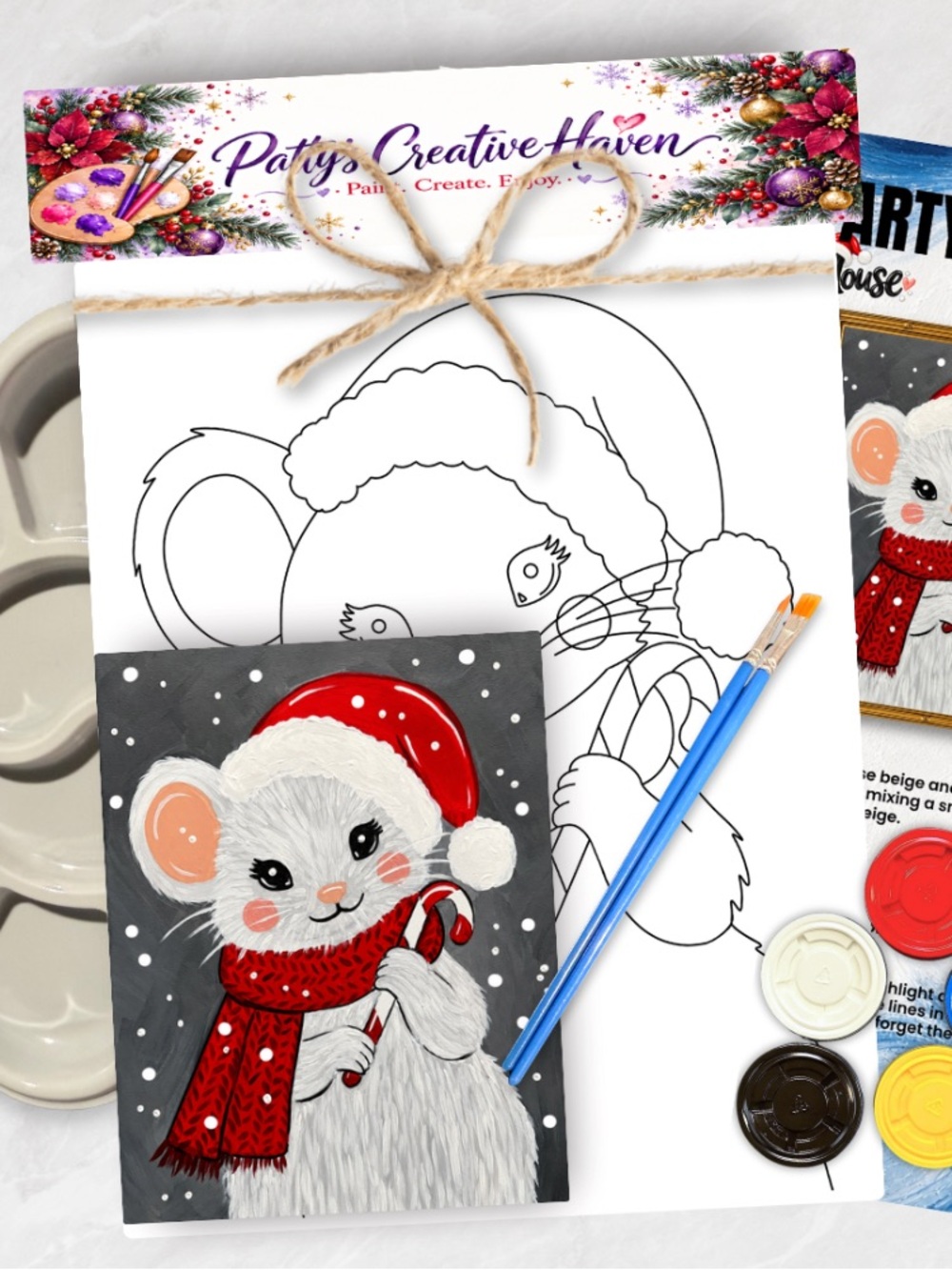 Millie Christmas Mouse DIY 8x10 Paint Kit